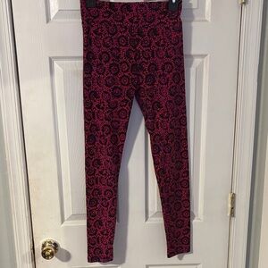 LuLaRoe Black and Pink Patterned Leggings